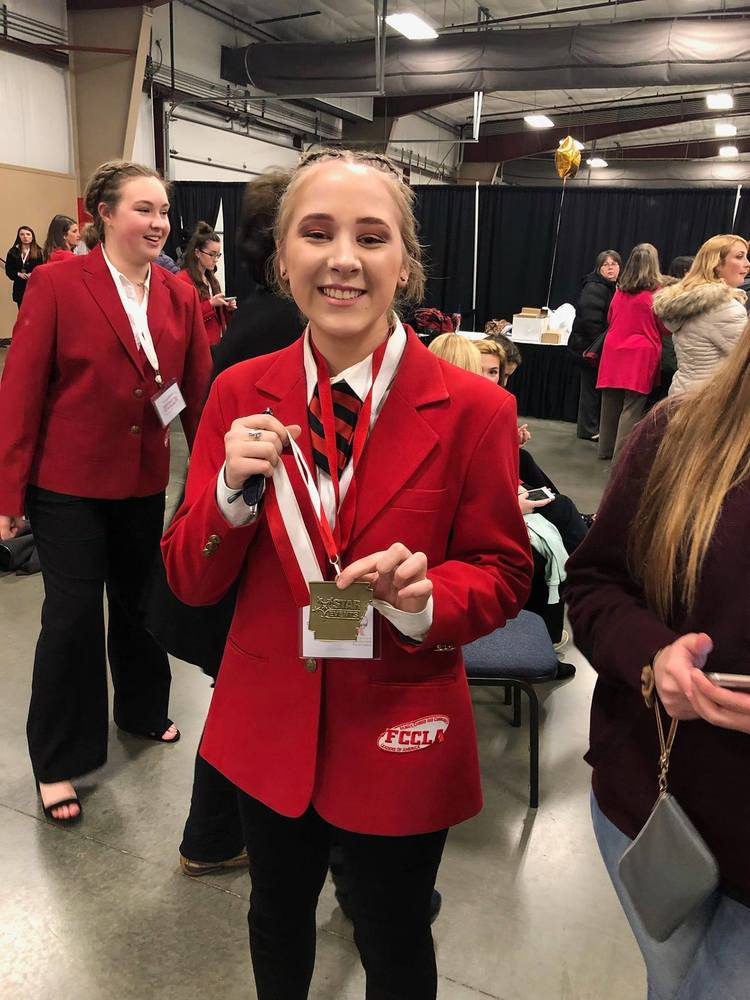 Alivia Griffin scored a gold in Recycle and Redesign Junior at FCCLA State Star events. She will be advancing the national competition this summer in Anaheim, California.